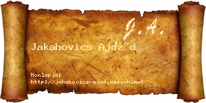 Jakabovics Ajád névjegykártya